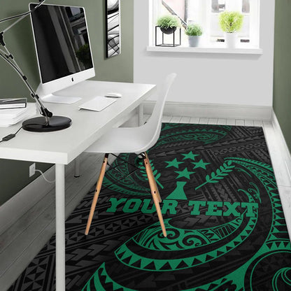 Kosrae Polynesian Custom Personalised Area Rug - Green Tribal Wave