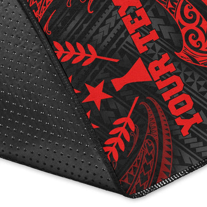 Kosrae Polynesian Custom Personalised Area Rug - Red Tribal Wave