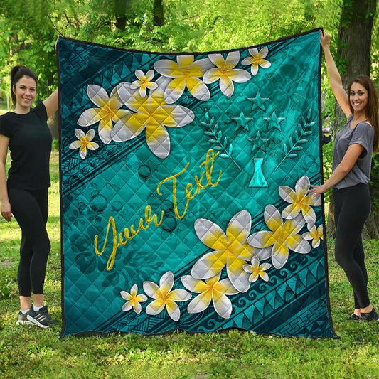 Kosrae Polynesian Custom Personalised Quilt - Plumeria With Blue Ocean