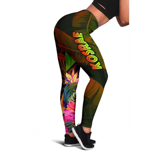 Kosrae Polynesian Legging -  Hibiscus and Banana Leaves