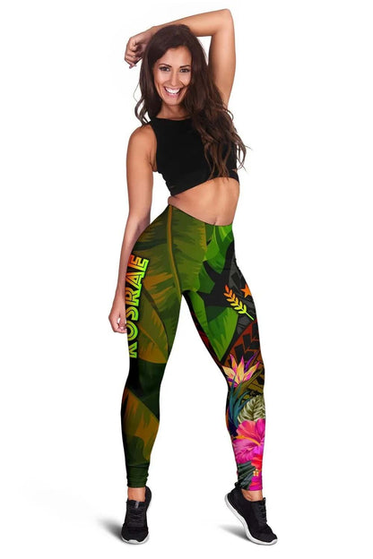 Kosrae Polynesian Legging -  Hibiscus and Banana Leaves