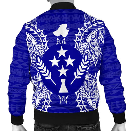 Kosrae Polynesian Bomber Jacket Map Blue