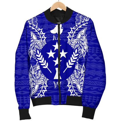 Kosrae Polynesian Bomber Jacket Map Blue