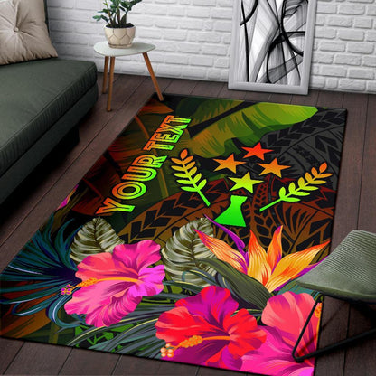 Kosrae Polynesian Personalised Area Rug - Hibiscus and Banana Leaves