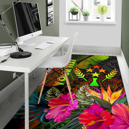 Kosrae Polynesian Personalised Area Rug - Hibiscus and Banana Leaves