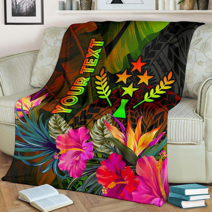 Kosrae Polynesian Personalised Premium Blanket -  Hibiscus and Banana Leaves