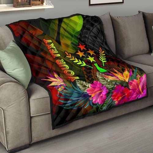 Kosrae Polynesian Personalised Premium Quilt -  Hibiscus and Banana Leaves