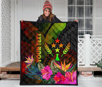 Kosrae Polynesian Personalised Premium Quilt -  Hibiscus and Banana Leaves