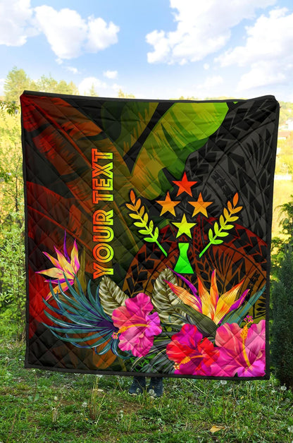 Kosrae Polynesian Personalised Premium Quilt -  Hibiscus and Banana Leaves