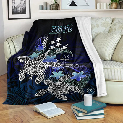 Kosrae Polynesian Premium Blanket - Blue Turtle Couple