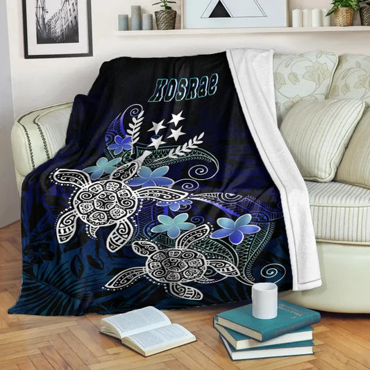 Kosrae Polynesian Premium Blanket - Blue Turtle Couple