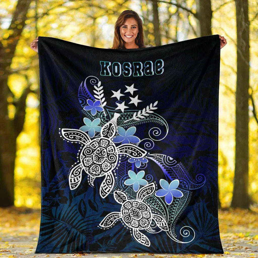 Kosrae Polynesian Premium Blanket - Blue Turtle Couple