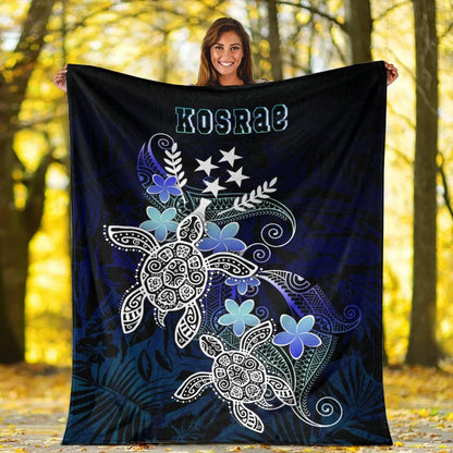 Kosrae Polynesian Premium Blanket - Blue Turtle Couple