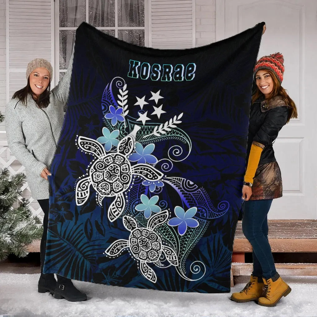 Kosrae Polynesian Premium Blanket - Blue Turtle Couple
