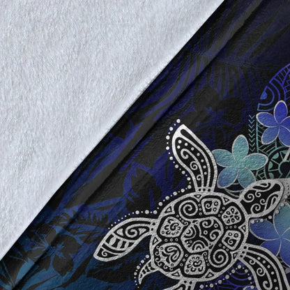 Kosrae Polynesian Premium Blanket - Blue Turtle Couple