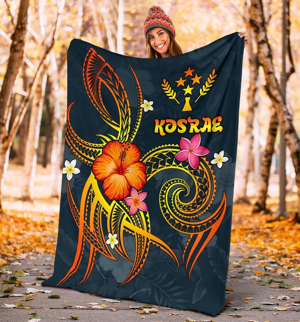 Kosrae Polynesian Premium Blanket - Legend of Kosrae (Blue)