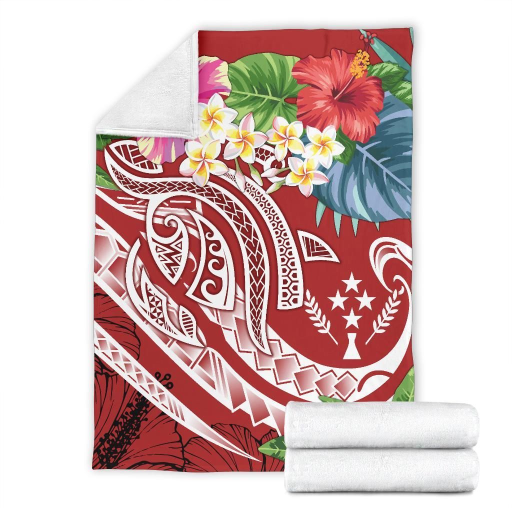 Kosrae Polynesian Premium Blanket - Summer Plumeria (Red)