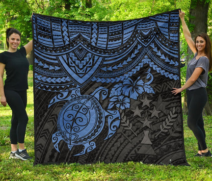 Kosrae Polynesian Premium Quilt - Blue Turtle