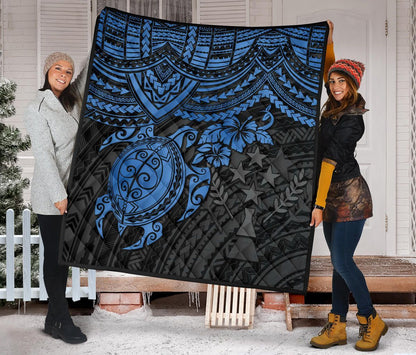Kosrae Polynesian Premium Quilt - Blue Turtle