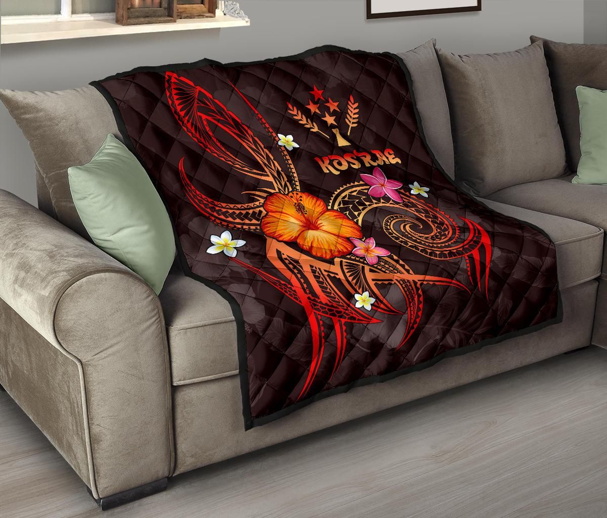 Kosrae Polynesian Premium Quilt - Legend of Kosrae (Red)