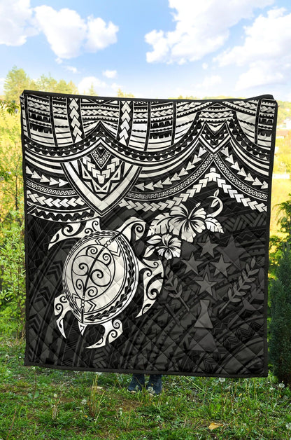 Kosrae Polynesian Premium Quilt - White Turtle