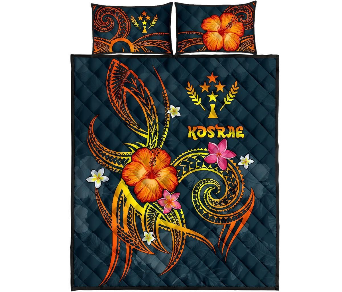 Kosrae Polynesian Quilt Bed Set - Legend of Kosrae (Blue)