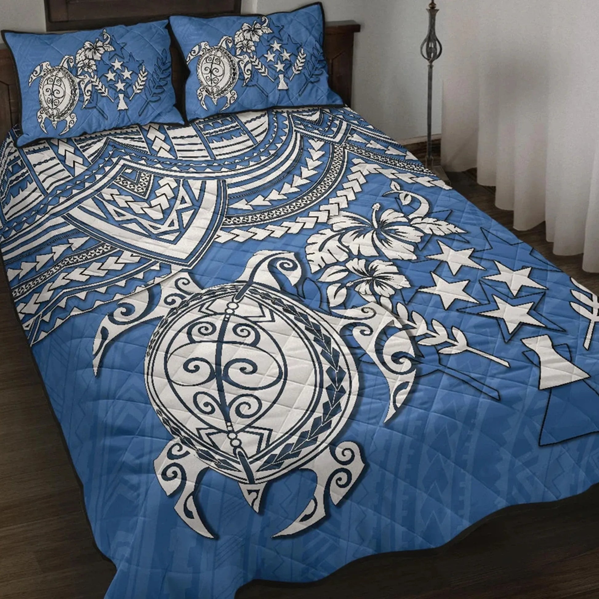 Kosrae Polynesian Quilt Bed Set - Polynesian Turtle
