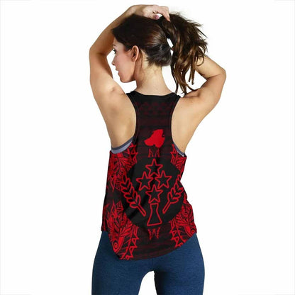 Kosrae Polynesian Women Tank Top Map Red
