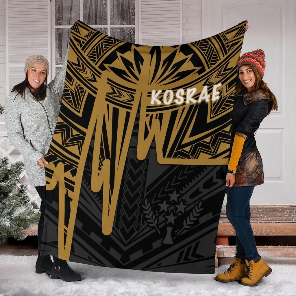 Kosrae Premium Blanket - Kosrae Seal In Heartbeat Patterns Style (Gold)