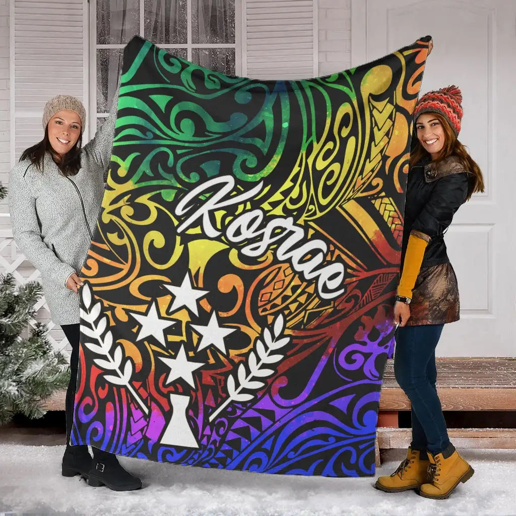 Kosrae Premium Blanket - Rainbow Polynesian Pattern