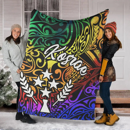Kosrae Premium Blanket - Rainbow Polynesian Pattern
