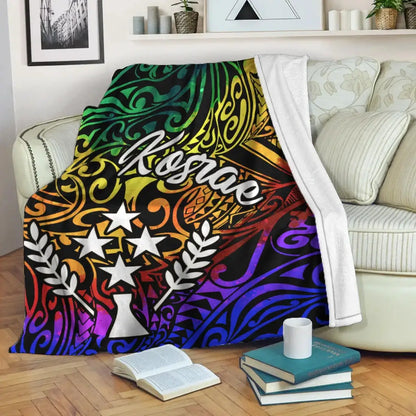 Kosrae Premium Blanket - Rainbow Polynesian Pattern