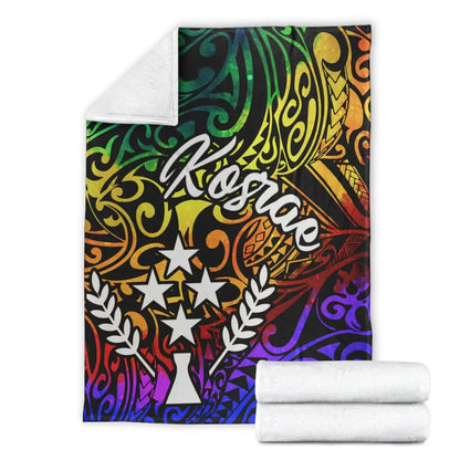 Kosrae Premium Blanket - Rainbow Polynesian Pattern