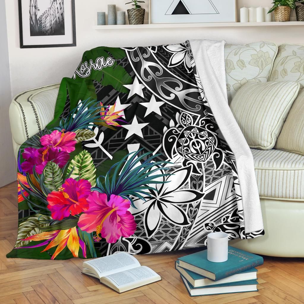 Kosrae Premium Blanket - Turtle Plumeria Banana Leaf
