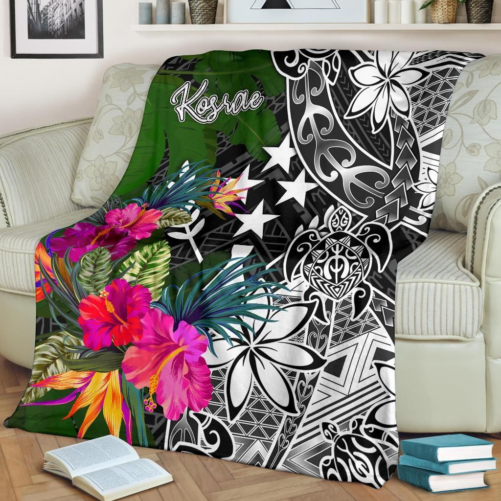 Kosrae Premium Blanket - Turtle Plumeria Banana Leaf