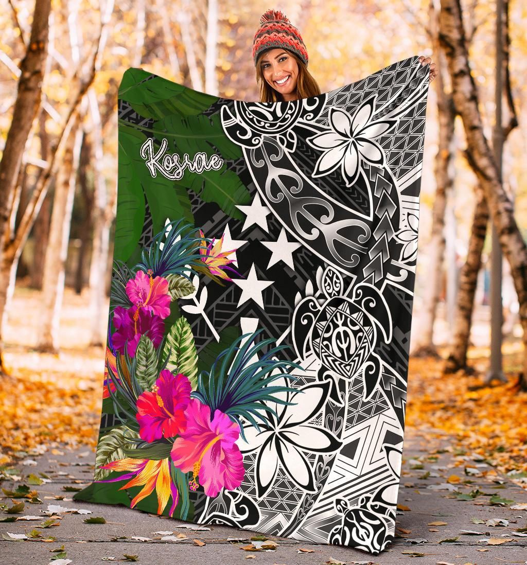 Kosrae Premium Blanket - Turtle Plumeria Banana Leaf