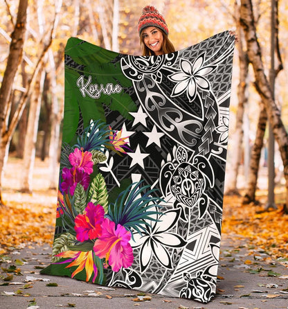 Kosrae Premium Blanket - Turtle Plumeria Banana Leaf