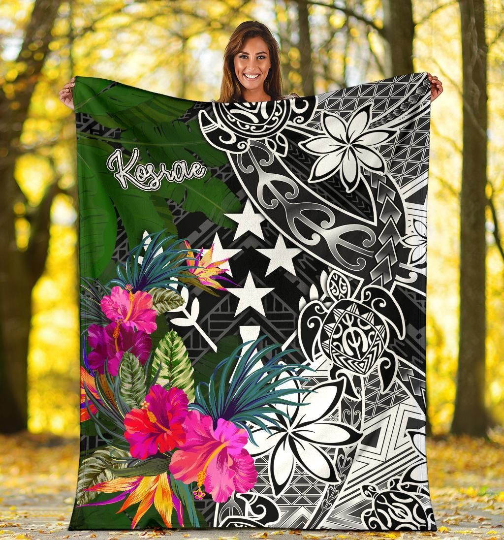 Kosrae Premium Blanket - Turtle Plumeria Banana Leaf