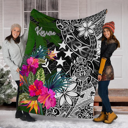 Kosrae Premium Blanket - Turtle Plumeria Banana Leaf