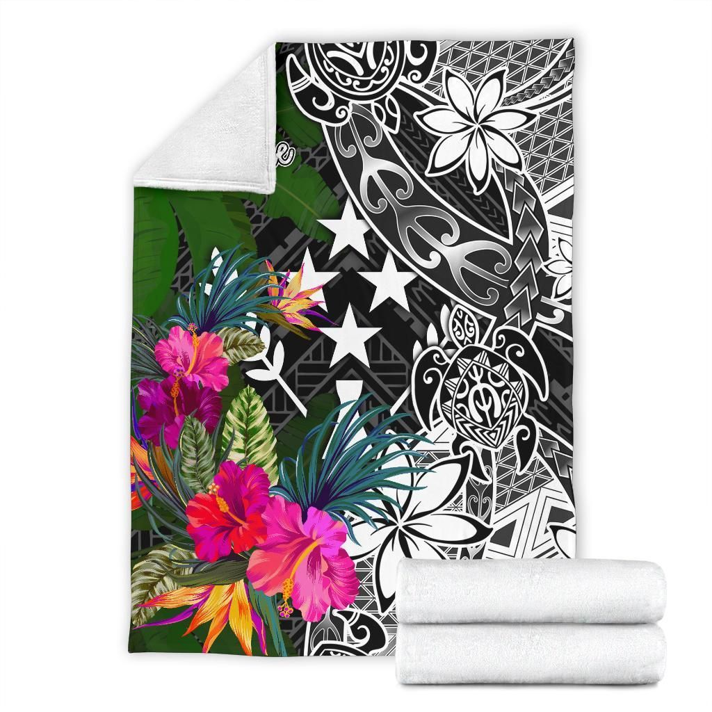 Kosrae Premium Blanket - Turtle Plumeria Banana Leaf