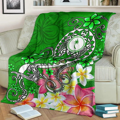Kosrae Premium Blanket - Turtle Plumeria (Green)