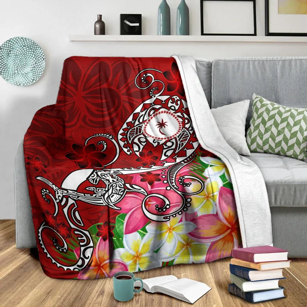 Kosrae Premium Blanket - Turtle Plumeria (Red)