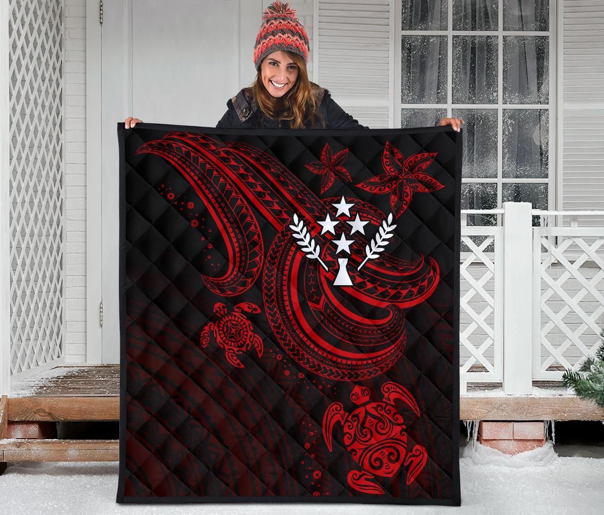 Kosrae Premium Quilt - Red Turtle