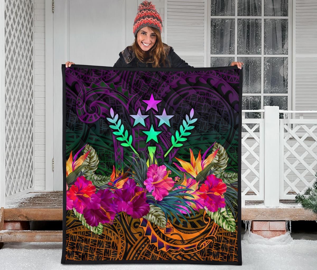 Kosrae Premium Quilt - Summer Hibiscus