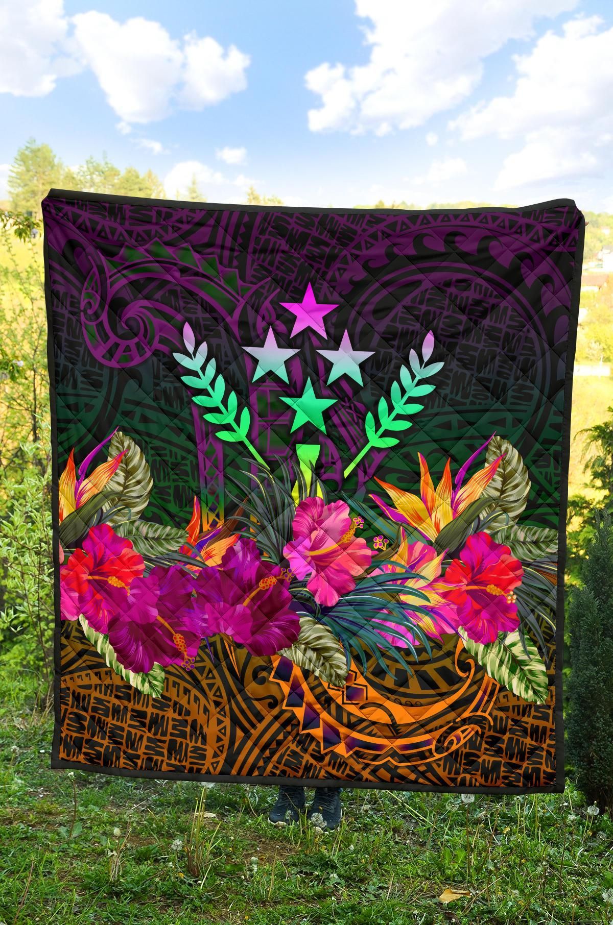 Kosrae Premium Quilt - Summer Hibiscus