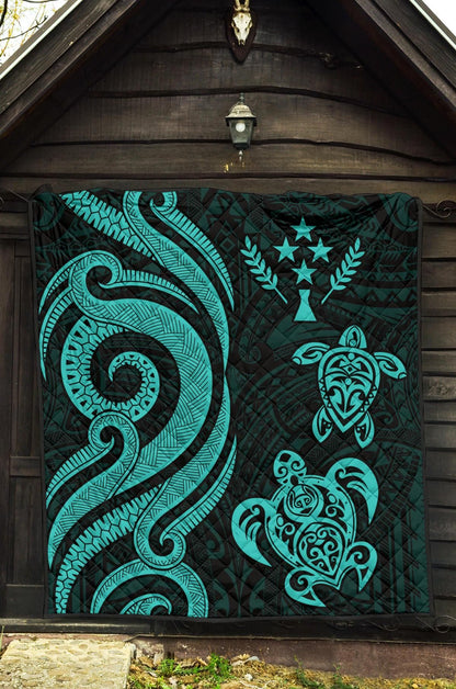 Kosrae Premium Quilt - Turquoise Tentacle Turtle