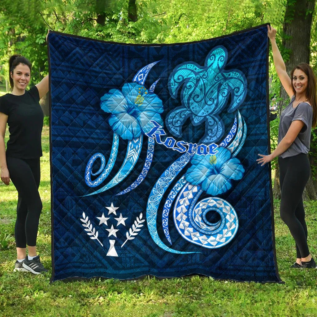 Kosrae Premium Quilt - Turtle and Tribal Tattoo Of Polynesian