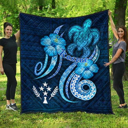 Kosrae Premium Quilt - Turtle and Tribal Tattoo Of Polynesian