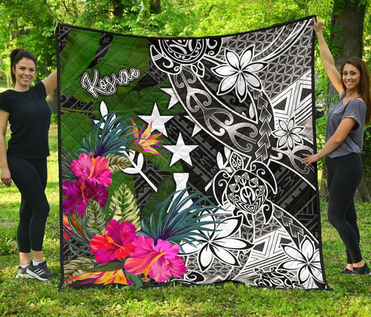 Kosrae Premium Quilt - Turtle Plumeria Banana Leaf