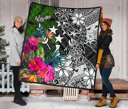 Kosrae Premium Quilt - Turtle Plumeria Banana Leaf